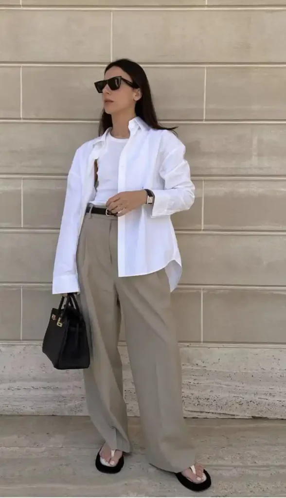 Easy Style Days: 14 Casual Fall Outfits That Still Look Put Together 13 Oversized Oxford Shirt With Knit Pants