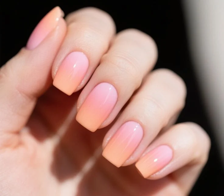 15 Short Ombre Nails Ideas That Look Expensive Without Trying Too Hard 7 Peach Ombre Short Nails