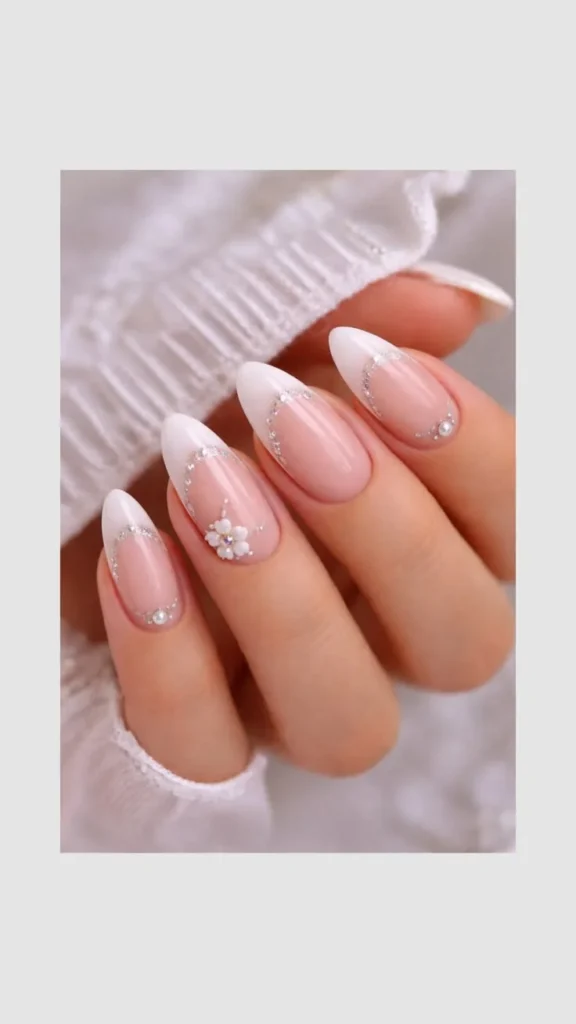 16 Classy Almond Nails That Make Every Outfit Look Expensive (Your New Everyday Nail Obsession) 8 Pearl Accent Almond Nails