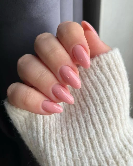 Pink Nude Almond Nails