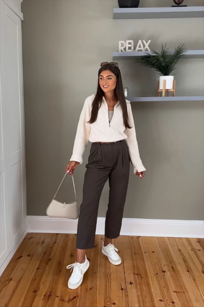 Easy Style Days: 14 Casual Fall Outfits That Still Look Put Together 2 Quarter Zip Pullover With Relaxed Jeans