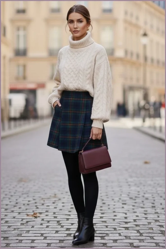 Soft Layers, Dreamy Details: 17 Fall Outfits Aesthetic Lovers Will Save for Later 17 Quilted Skirt With a Fine Knit Sweater
