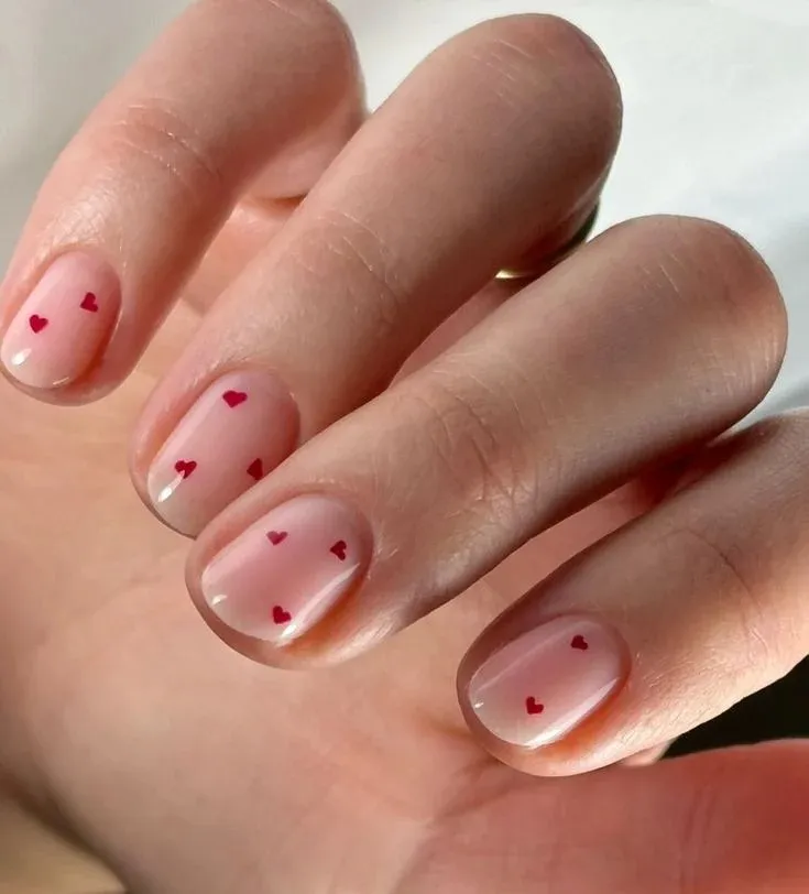 16 Simple Short Nails Ideas That Look Chic Without Trying Too Hard 15 Short Nails with Tiny Hearts