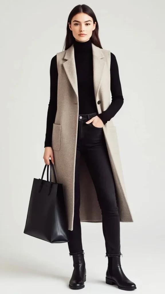 Fresh Layers, Better Outfits: 15 Fall Fashion Outfits That Feel So Current 6 Sleeveless Turtleneck With a Longline Vest