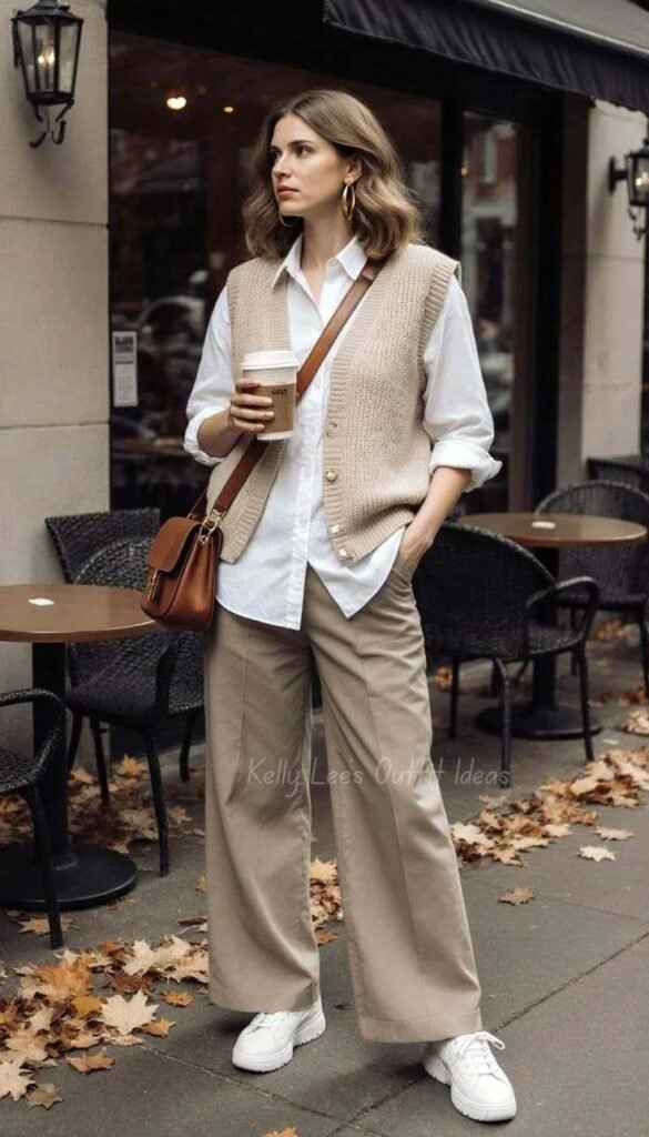 Tailored Vest With a Long Sleeve Knit Top