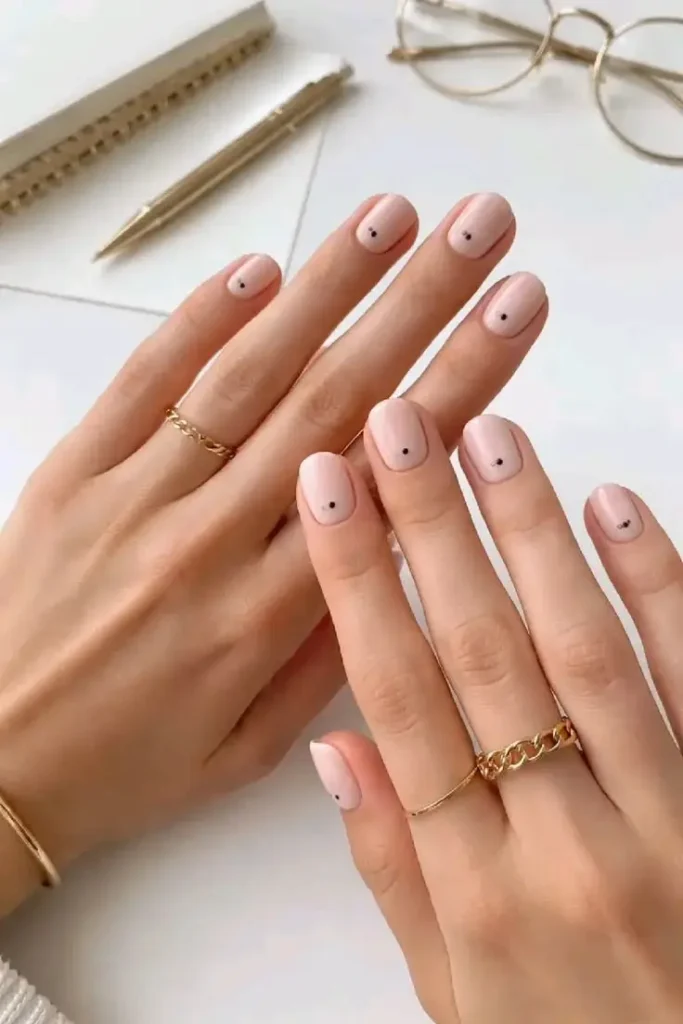 16 Simple Short Nails Ideas That Look Chic Without Trying Too Hard 6 Tiny Dot Accent Nails