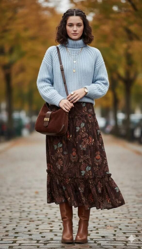 Soft Layers, Dreamy Details: 17 Fall Outfits Aesthetic Lovers Will Save for Later 7 Vintage Sweatshirt With a Maxi Skirt