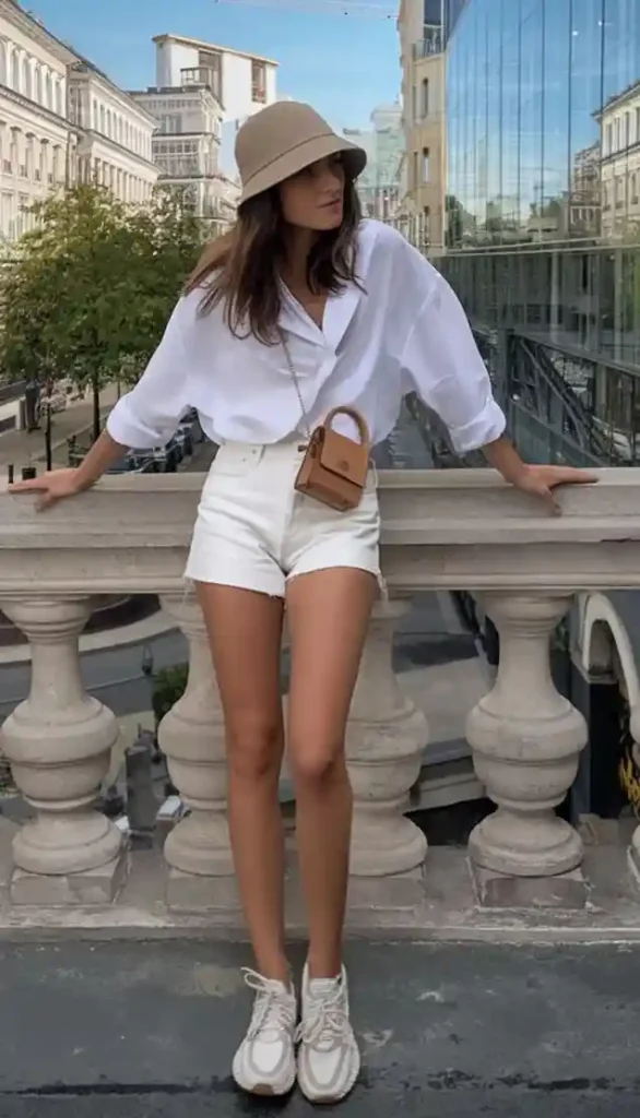 17 White Outfit Ideas That Look Expensive Without Trying Too Hard 15 White Shorts With an Oversized Shirt