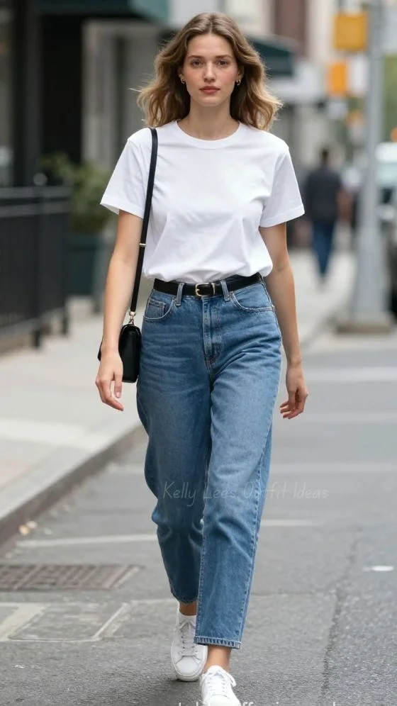 16 Simple Outfit Ideas That Look Effortless, Chic, and Actually Wearable 2 White Tee Straight Leg Jeans