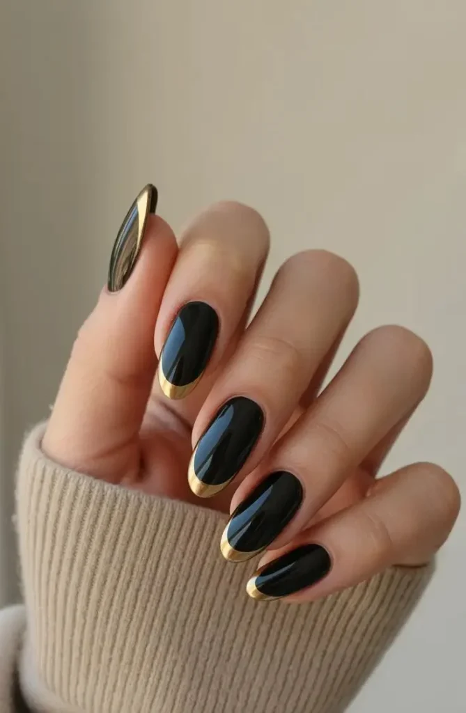 Black And Gold Fall Nails