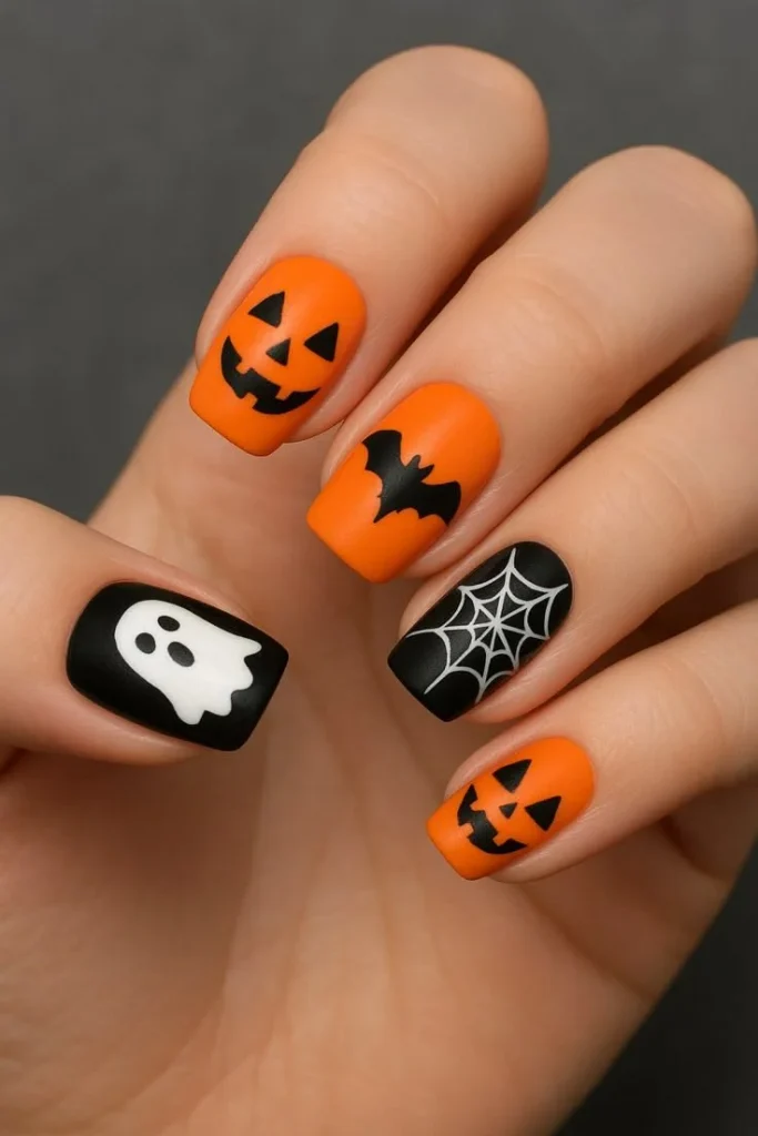14 Fall Halloween Nails Ideas That Mix Spooky Charm With Cozy Autumn Style 2 Black And Orange Halloween Nails