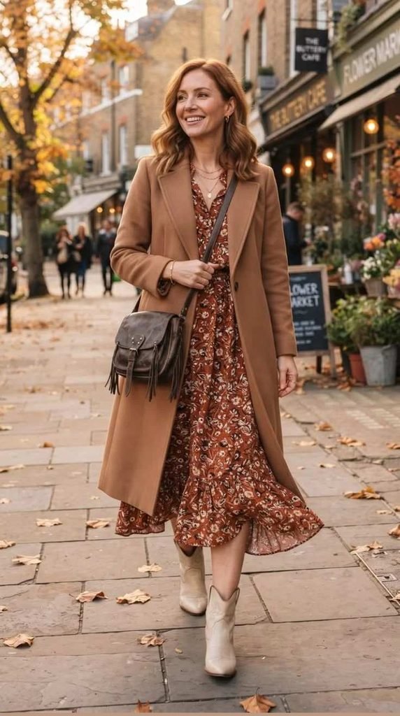 16 Boho Fall Outfits That Bring Cozy Free-Spirited Style to Autumn Days 17 Boho Inspired Coat With Ankle Boots