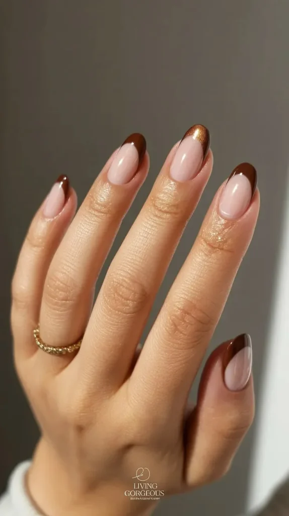 Brown French Tip Nail Design