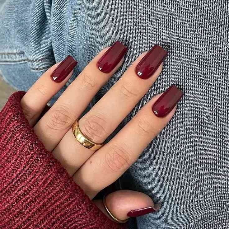 14 Fall Coffin Nails Ideas That Make Your Autumn Manicure Look Trendy And Chic 2 Burgundy Coffin Nails