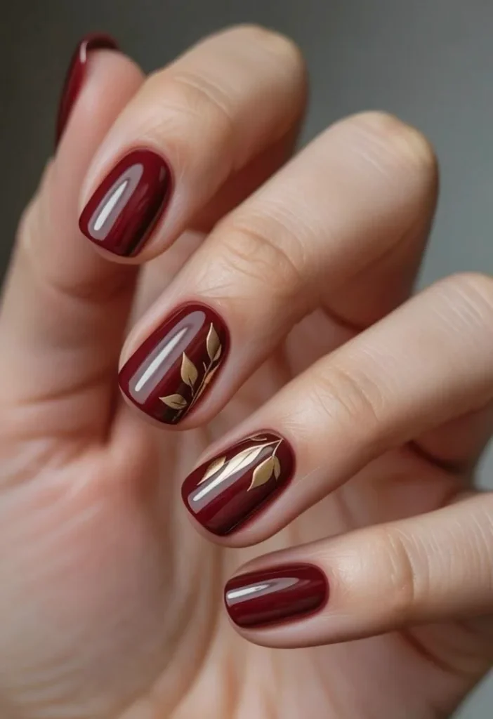 Burgundy Short Nails