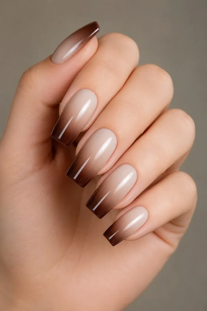 14 Fall Coffin Nails Ideas That Make Your Autumn Manicure Look Trendy And Chic 4 Caramel Ombre Coffin Nails