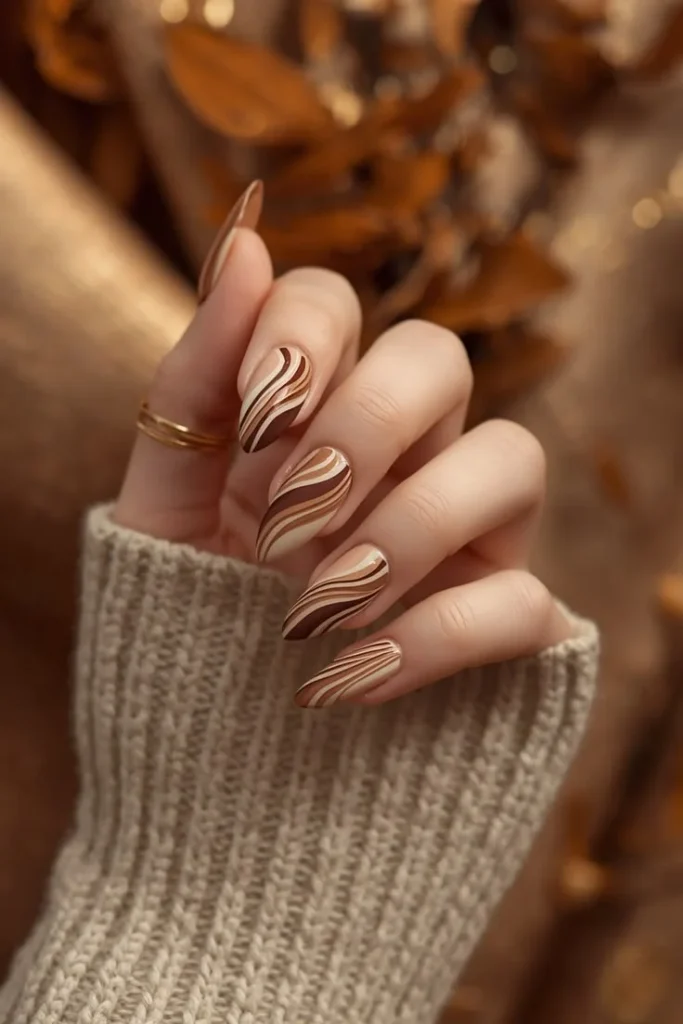 Caramel Swirl Nails