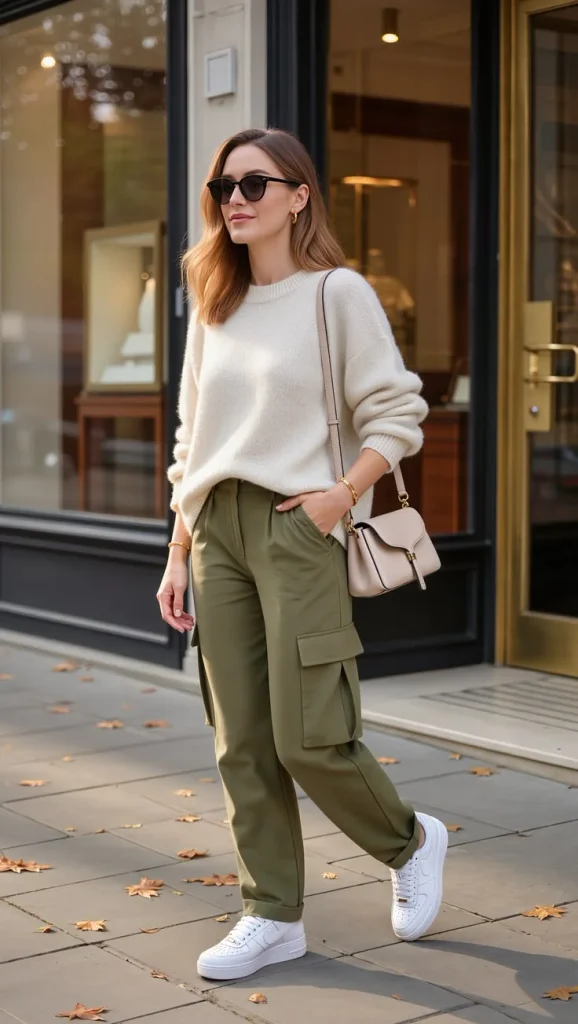 17 Simple Fall Outfits That Make Everyday Dressing Easy and Stylish 16 Cargo Pants With a Cozy Sweater