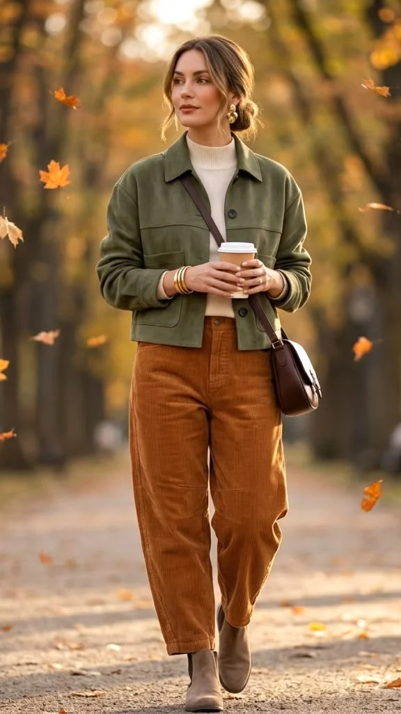 14 Fall Outfits Pumpkin Patch Ideas For The Cutest Autumn Day Out 9 Corduroy Jacket With Neutral Basics
