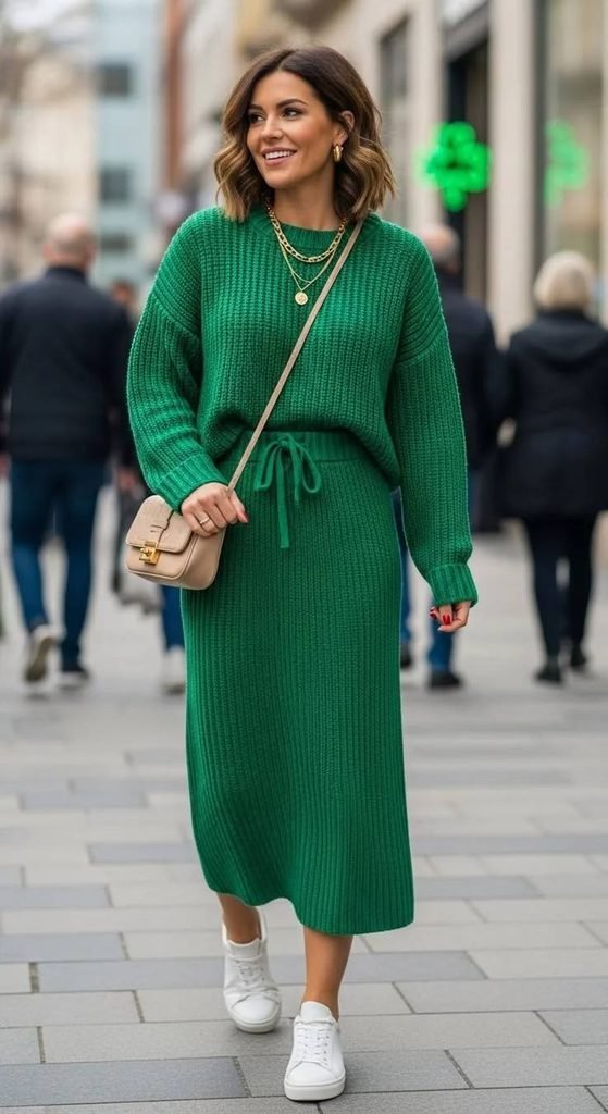 15 Fall Outfits for School That Make Getting Dressed So Much Easier 13 Cozy Matching Sweater and Skirt Set