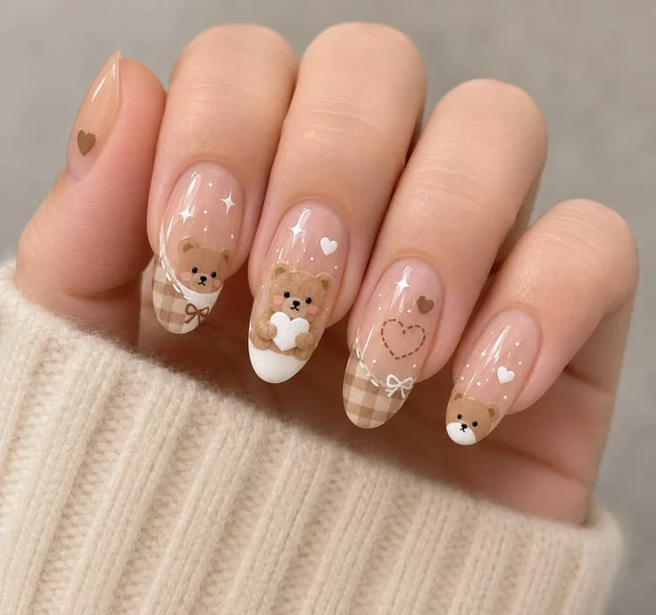 Cute Latte Bear Nails