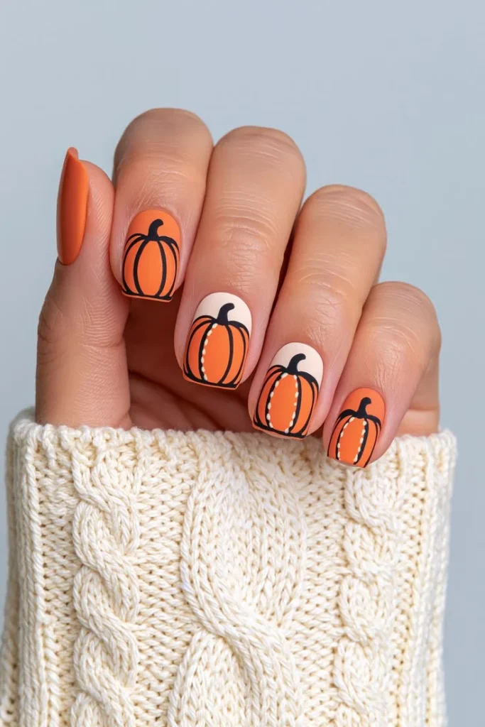 14 Fall Halloween Nails Ideas That Mix Spooky Charm With Cozy Autumn Style 1 Cute Pumpkin Halloween Nails