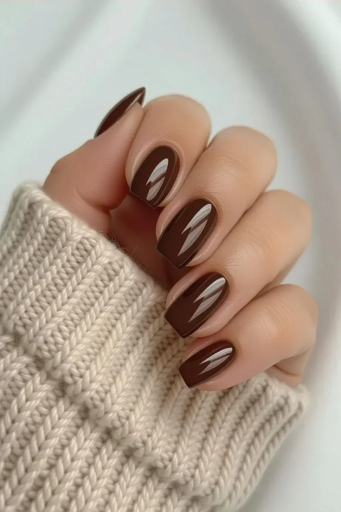 15 Brown Fall Nails Ideas That Create The Perfect Cozy Autumn Manicure 11 Deep Espresso Brown Nails