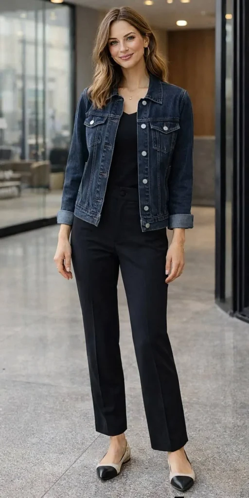 16 Classy Fall Outfits That Make Everyday Dressing Feel Effortless 12 Denim Jacket Over a Knit Top