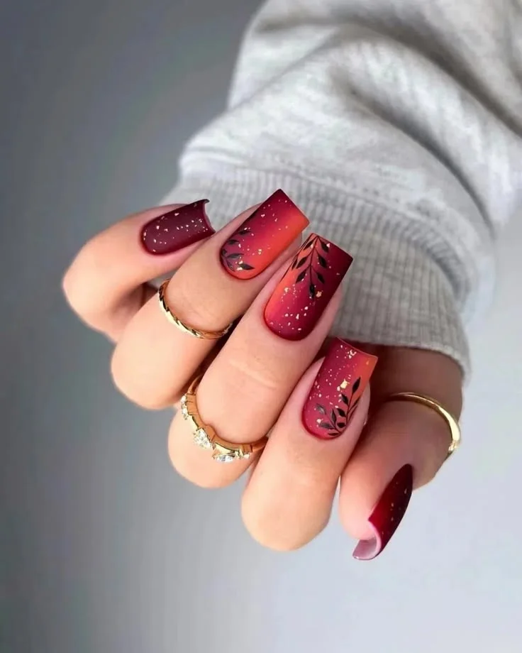 14 Fall Coffin Nails Ideas That Make Your Autumn Manicure Look Trendy And Chic 14 Fall Leaf Art Coffin Nails