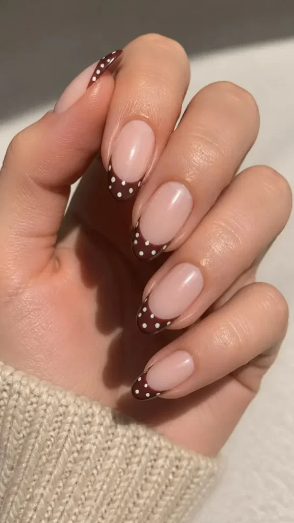15 Fall Nails Polka Dots Ideas That Add A Cute Touch To Your Autumn Manicure 10 French Tip Polka Dot Nails