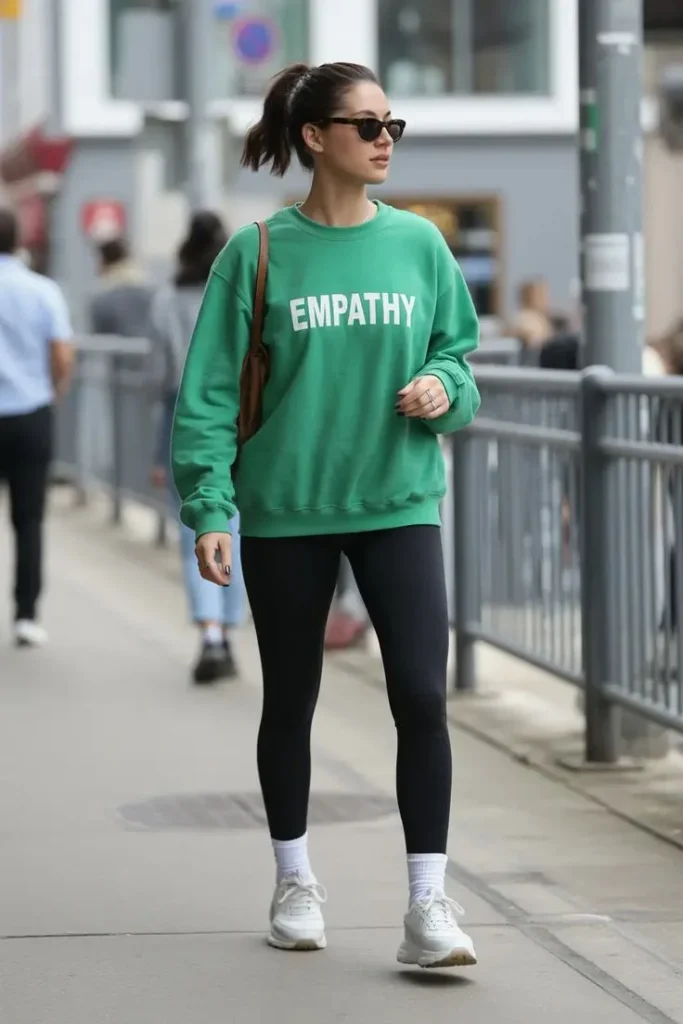 15 Fall Outfits for School That Make Getting Dressed So Much Easier 8 Graphic Sweatshirt With Leggings