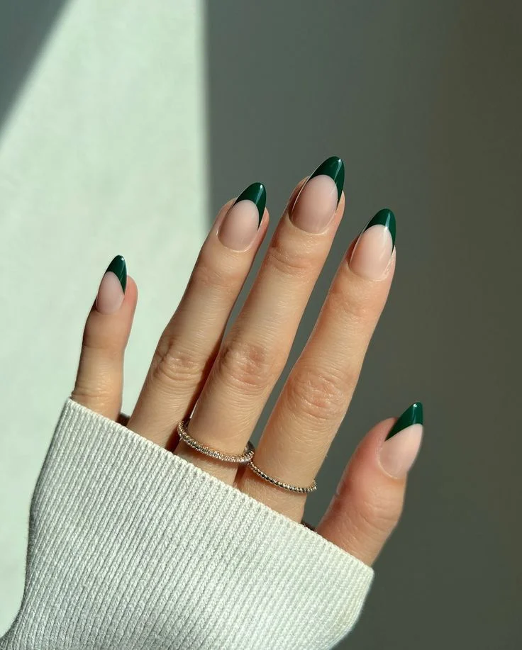 15 Fall Green Nails Ideas That Bring A Fresh Earthy Touch To Your Autumn Style 4 Green French Tip Nails