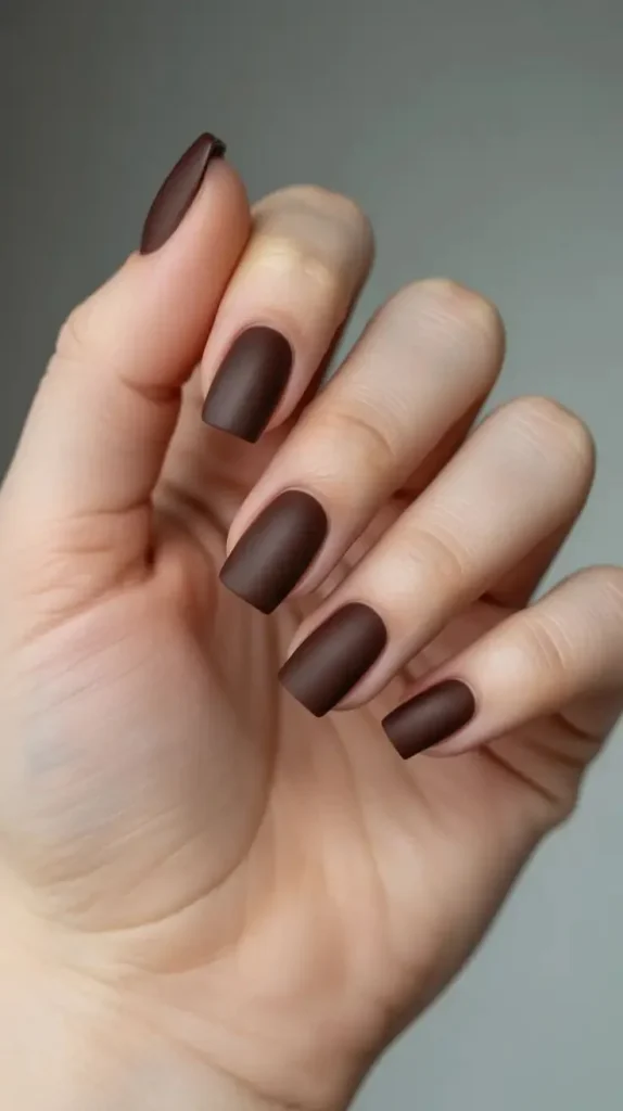 15 Brown Fall Nails Ideas That Create The Perfect Cozy Autumn Manicure 5 Matte Mocha Brown Nails