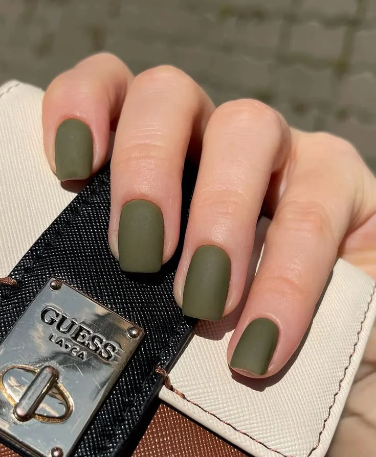 Matte Olive Green Nail