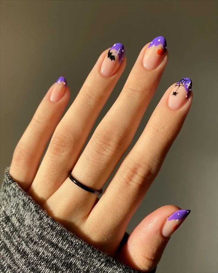 14 Fall Halloween Nails Ideas That Mix Spooky Charm With Cozy Autumn Style 14 Minimal Halloween French Tip Nails