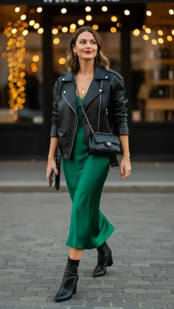 17 Fall Outfits Skirt Ideas That Bring a Chic Touch to Your Autumn Wardrobe 14 Neutral Maxi Skirt With a Leather Jacket