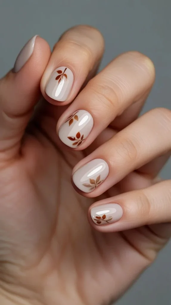 Neutral Nails With Tiny Fall Details