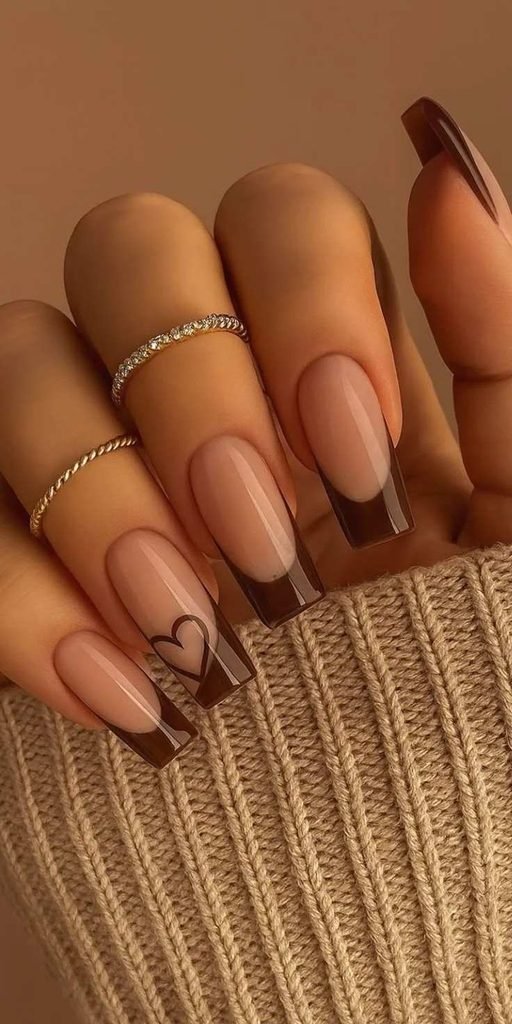 14 Fall Coffin Nails Ideas That Make Your Autumn Manicure Look Trendy And Chic 10 Nude And Brown Coffin Nails
