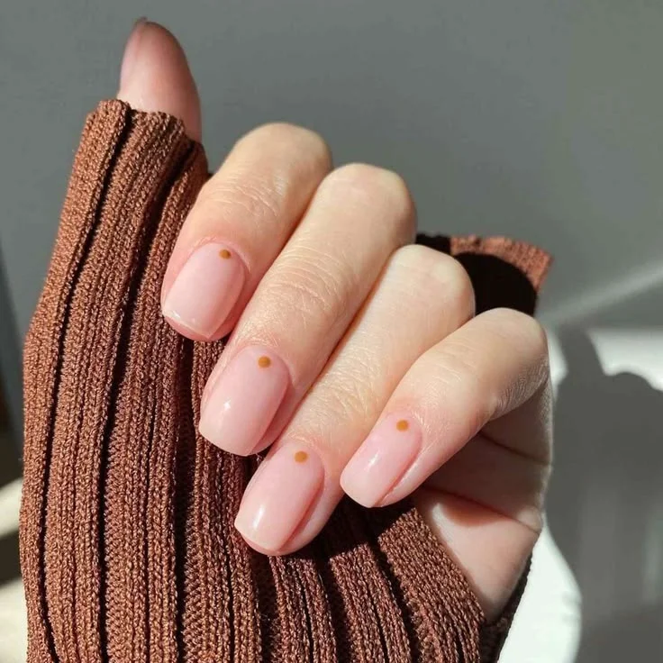 Nude Nails With Tiny Fall Dots