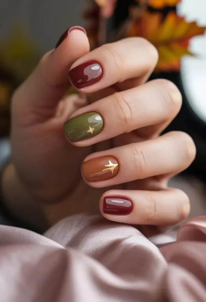 One Accent Nail Fall Design