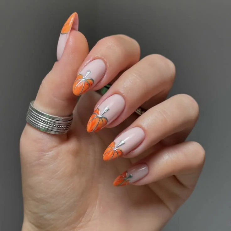 16 Fall Pumpkin Nails Ideas That Bring Cozy Autumn Charm To Your Manicure 2 Orange Pumpkin French Tip Nails