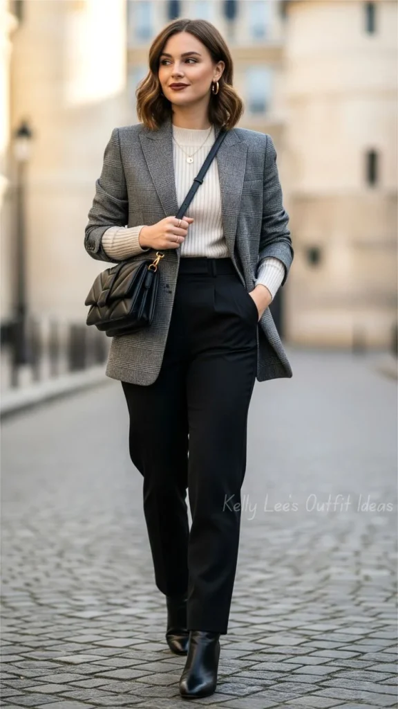 15 Fall Outfits With Boots That Make Every Autumn Look Feel Stylish 5 Oversized Blazer With Ankle Boots