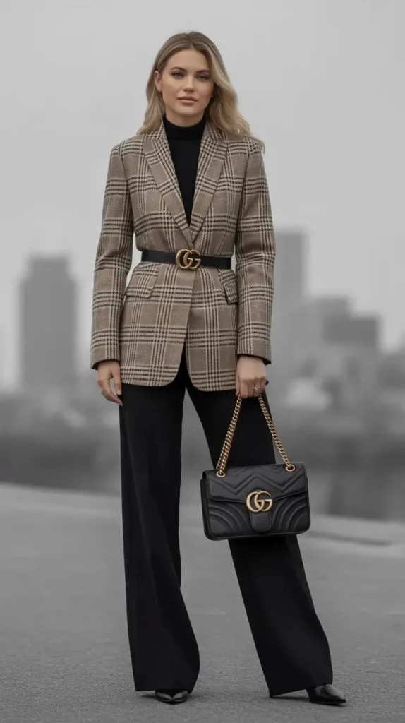 16 Fall Business Casual Outfits That Look Polished, Comfortable, and Effortlessly Stylish 8 Plaid Blazer With Basic Separates