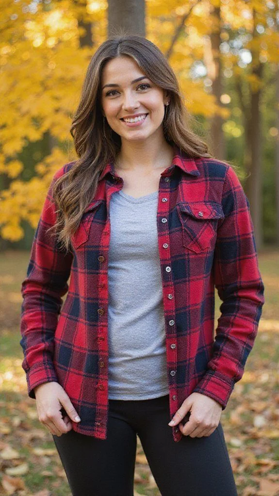 15 Fall Outfits for School That Make Getting Dressed So Much Easier 3 Plaid Shirt Layered Over a Basic Tee