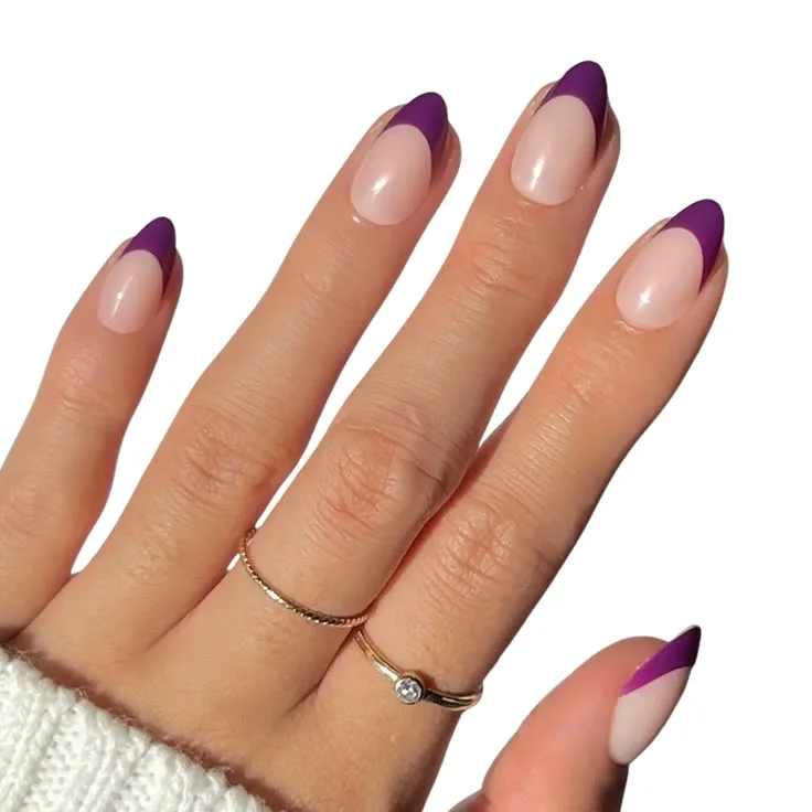 16 Fall Nails French Tip Ideas That Give A Classic Manicure A Cozy Autumn Twist 11 Plum French Tip Nails