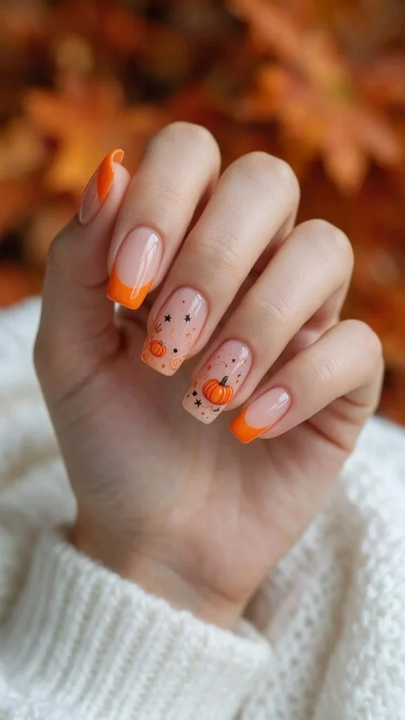15 Fall Square Nails Ideas That Look Chic, Clean, And Perfect For Autumn 8 Pumpkin Orange Square Nails