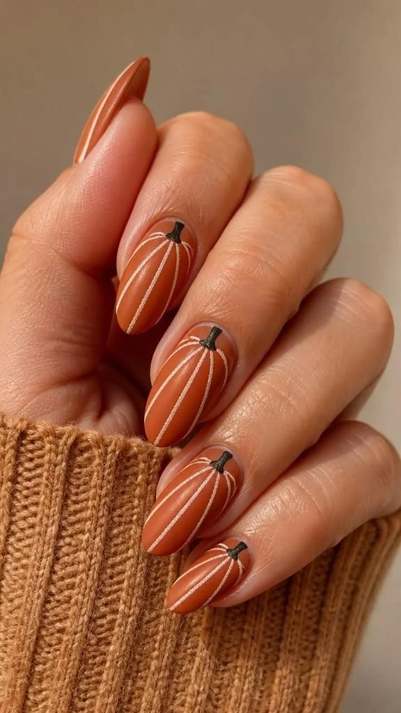 Pumpkin Spice Nail Design