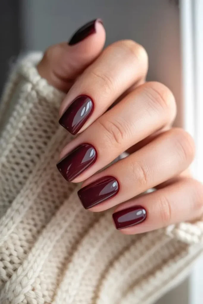 Short Burgundy Fall Nails