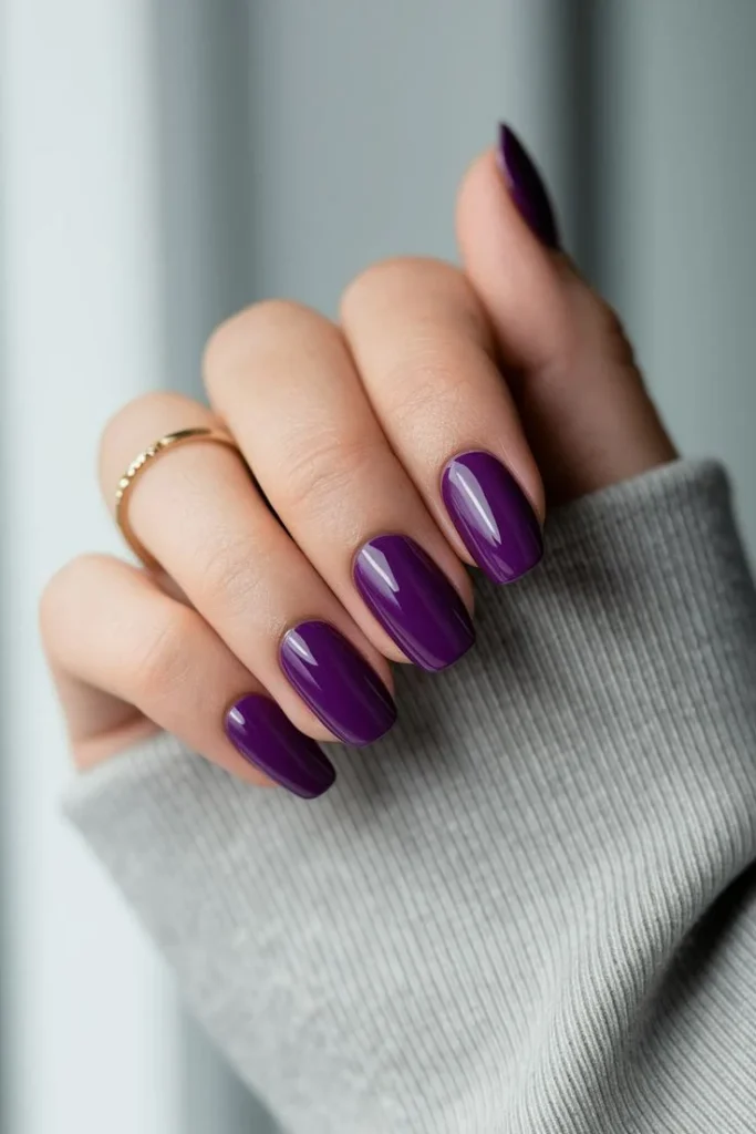 Short Plum Purple Nails