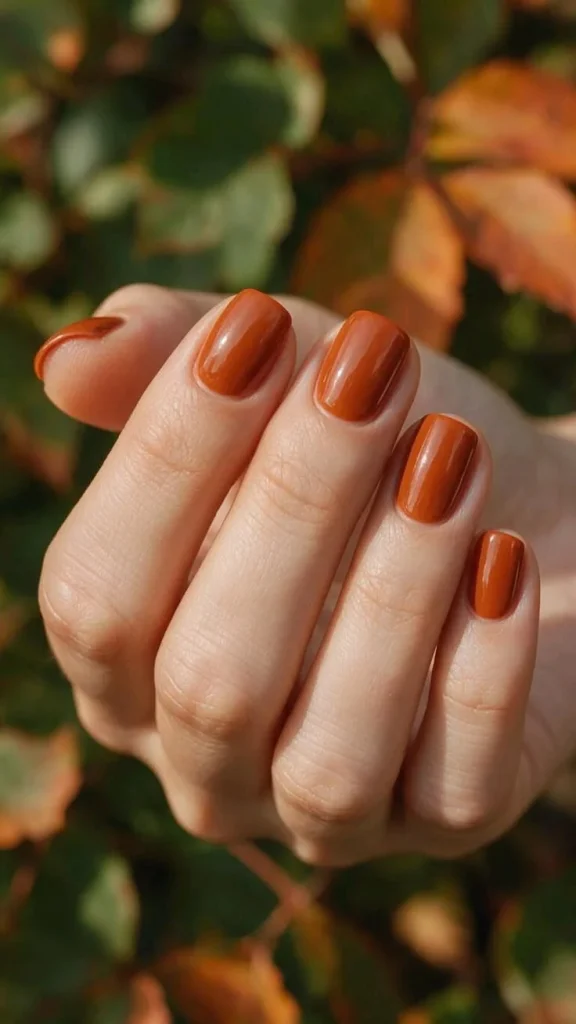 Short Rust Orange Nails
